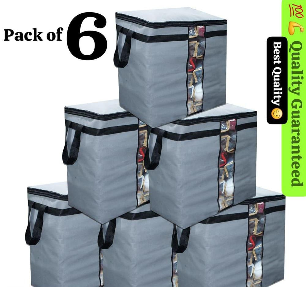 Large Non-Woven Fabric Storage Bag for Clothes, Blankets, Comforters, Pillows - Pack of 6 - JZ Vibe