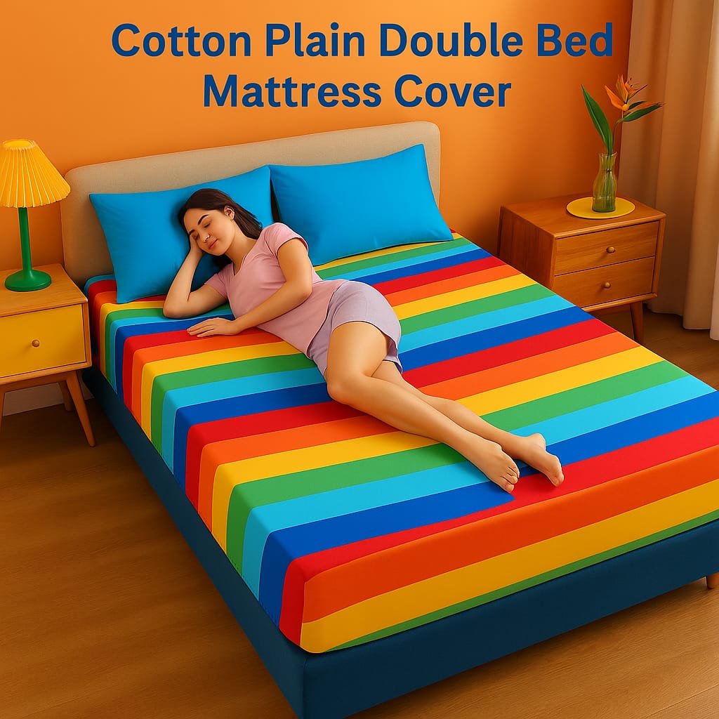 Waterproof Elastic Fitted Bedsheet - Double Bed, 72x78 Inches - Soft & Spill Resistant