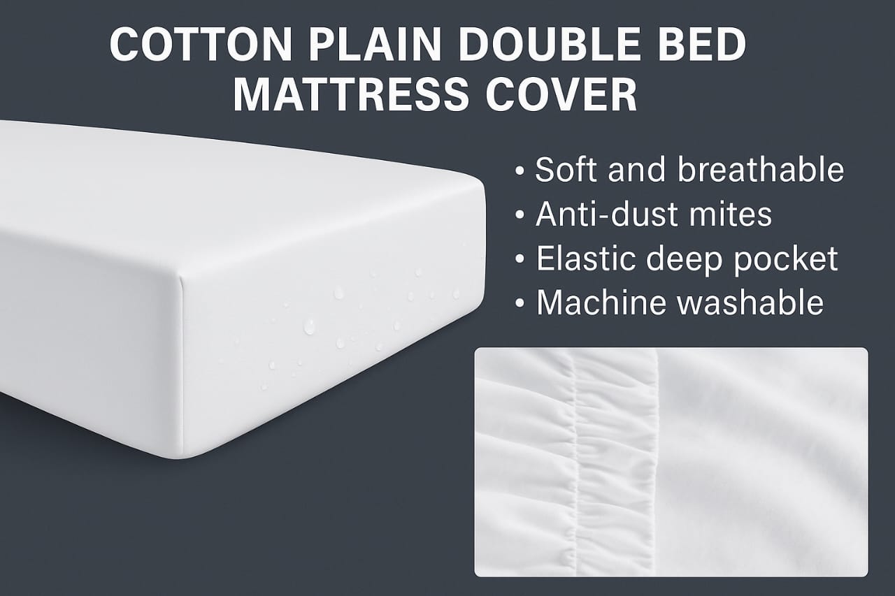 Waterproof Elastic Fitted Bedsheet - Double Bed, 72x78 Inches - Soft & Spill Resistant