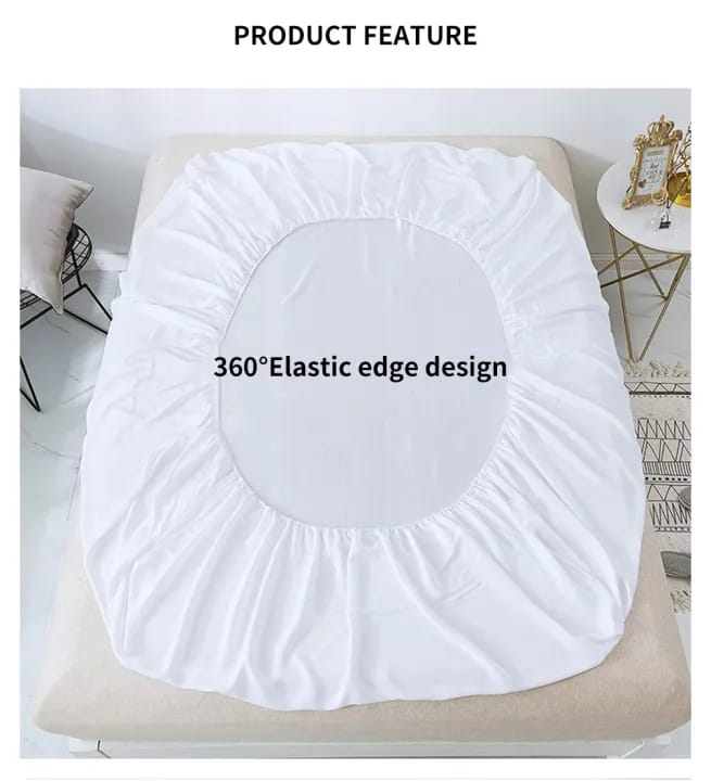 Waterproof Elastic Fitted Bedsheet - Double Bed, 72x78 Inches - Soft & Spill Resistant