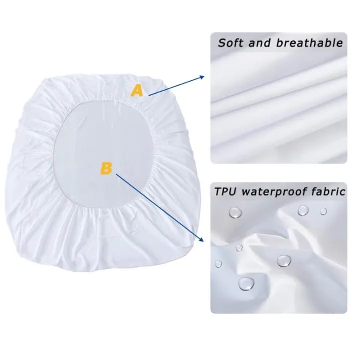 Waterproof Elastic Fitted Bedsheet - Double Bed, 72x78 Inches - Soft & Spill Resistant