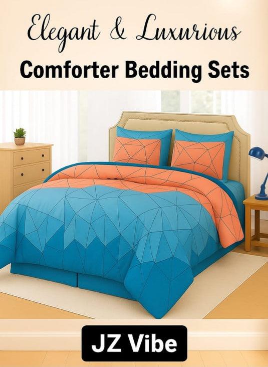 Comforter bedding set, fluffy quilt set, king size comforter, soft comforter for winter, bridal bedding, cozy bedding set, comforter with pillow covers, bedding set for jahez, luxury comforter set, warm comforter blanket.