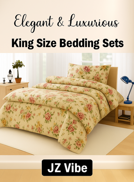 King size bedding set, large bed sheet, bedding set with pillow covers, bridal bedding set, jahez bed sheet, luxury king bed set, cotton king bed sheet, bedding for master bedroom, soft bed sheet set, durable king bedding.