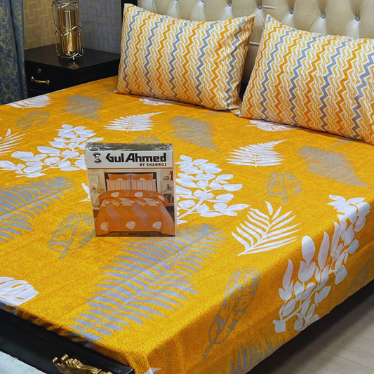 Double Bed Printed Bedsheet with 2 Pillow Covers – Soft Cotton Fabric