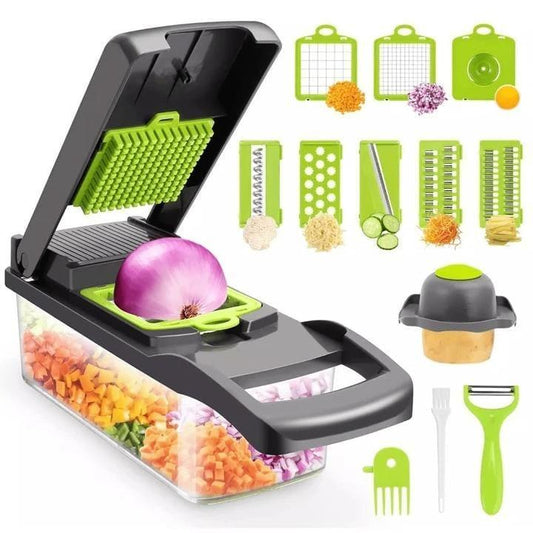 Slice, dice, chop, grate & more with this 14-in-1 vegetable cutter. Durable, multifunctional & perfect for fast, mess-free meal prep in any kitchen.
