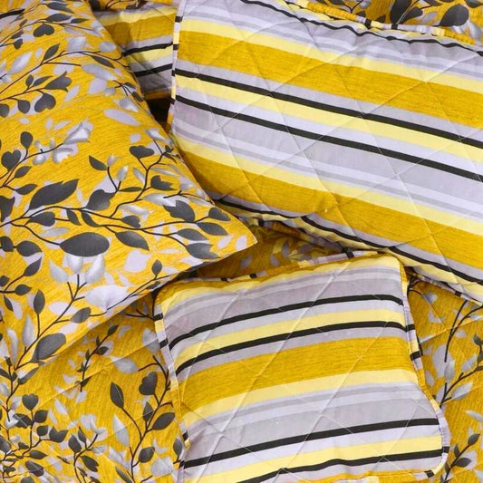 "Ultra soft and fluffy comforter bedding set with printed quilt and matching pillow covers, available in King and Queen size – cozy and breathable cotton fabric ideal for modern bedrooms