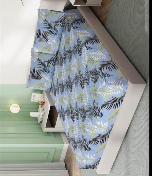 Cotton Printed Double Bed Bedsheet 3 Pcs Set - Grey Waves Pattern - Premium Soft Bedsheet by JZ Vibe Pakistan