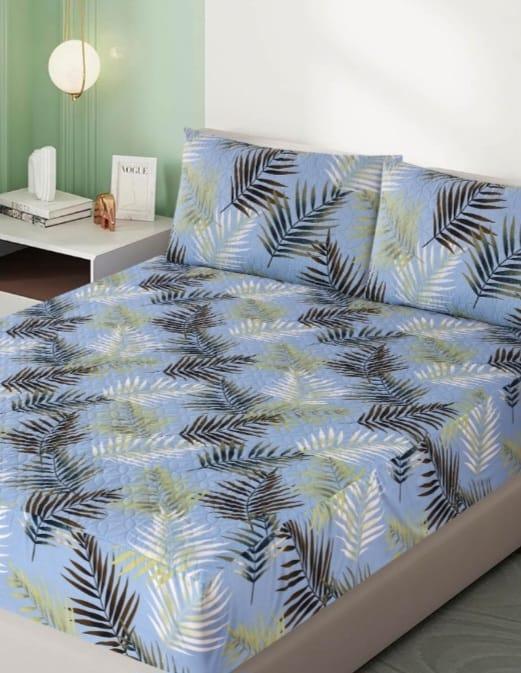 Cotton Printed Double Bed Bedsheet 3 Pcs Set - Grey Waves Pattern - Premium Soft Bedsheet by JZ Vibe Pakistan
