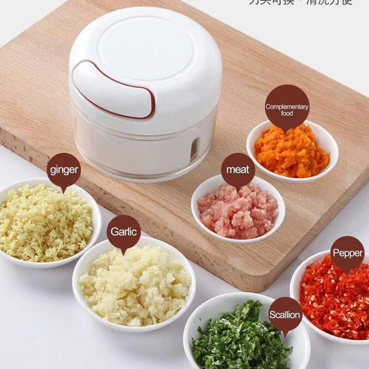 Hand-pull manual food chopper with sharp stainless steel blades for quick vegetable chopping

Compact non-electric food chopper ideal for onions, garlic, fruits, and nuts

BPA-free manual vegetable cutter with pull string mechanism for fast food prep