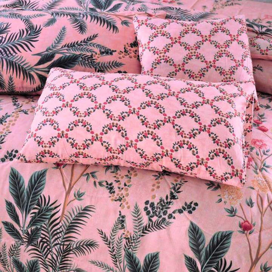 "Ultra soft and fluffy comforter bedding set with printed quilt and matching pillow covers, available in King and Queen size – cozy and breathable cotton fabric ideal for modern bedrooms